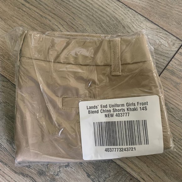 NWT LANDS' END GIRLS PLAIN FRONT BLEND CHINO SHORTS KHAKI 5, 13, 14S (SLIM) - Picture 13 of 15